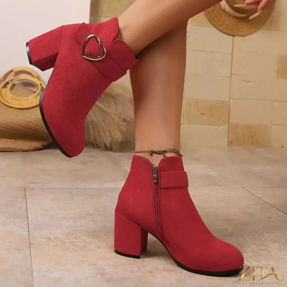 Zita La Belle Elite round toe block heel boots with sleek design and sturdy heels, suitable for stylish and comfortable wear.