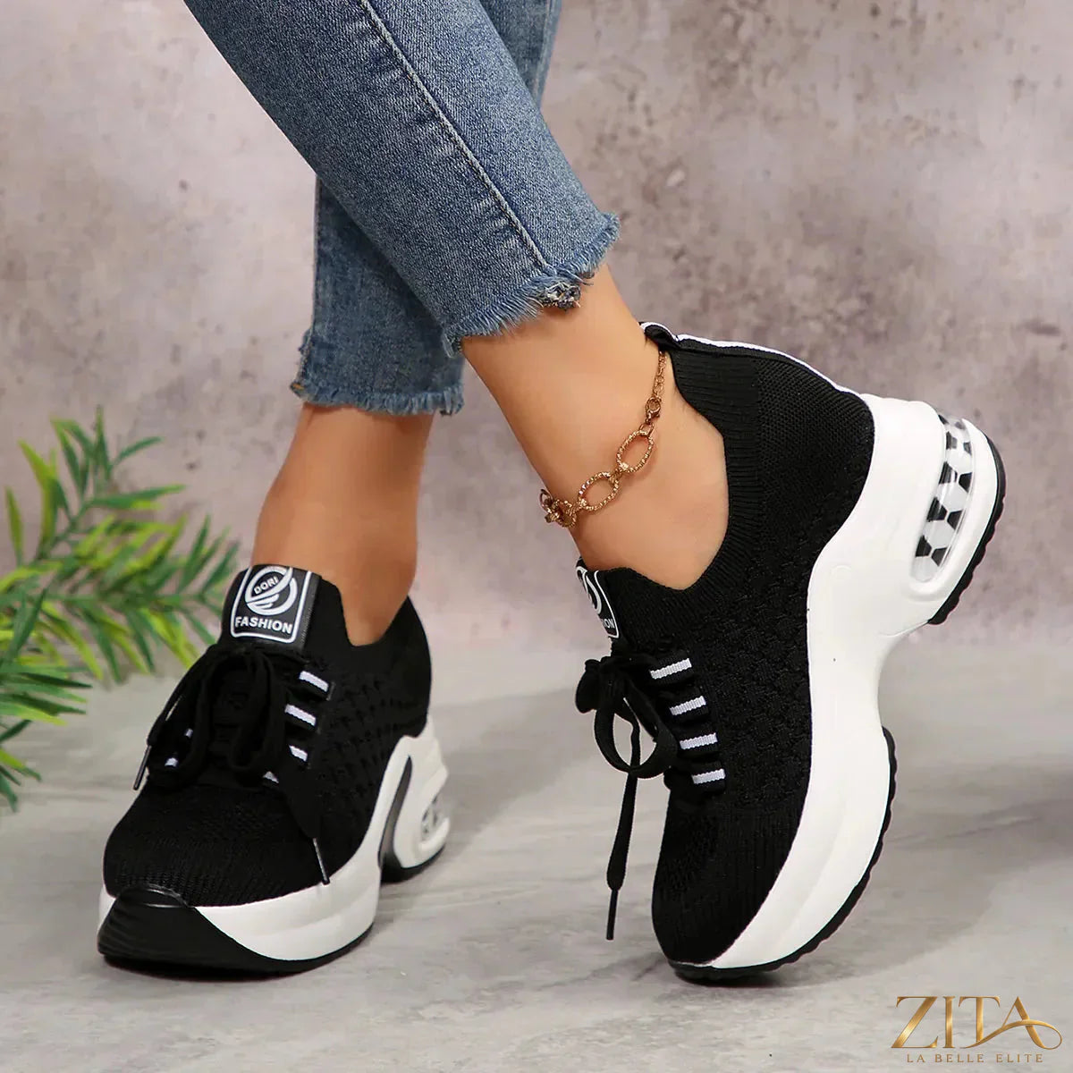Zita La Belle Elite lace-up platform sneakers with thick soles and stylish design, perfect for casual and trendy outfits