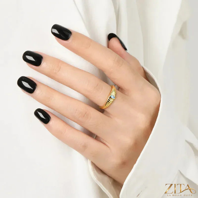 925 Sterling Silver Zircon Ring with inlaid stones, crafted by Zita La Belle Elite, showcasing a detailed and elegant design.