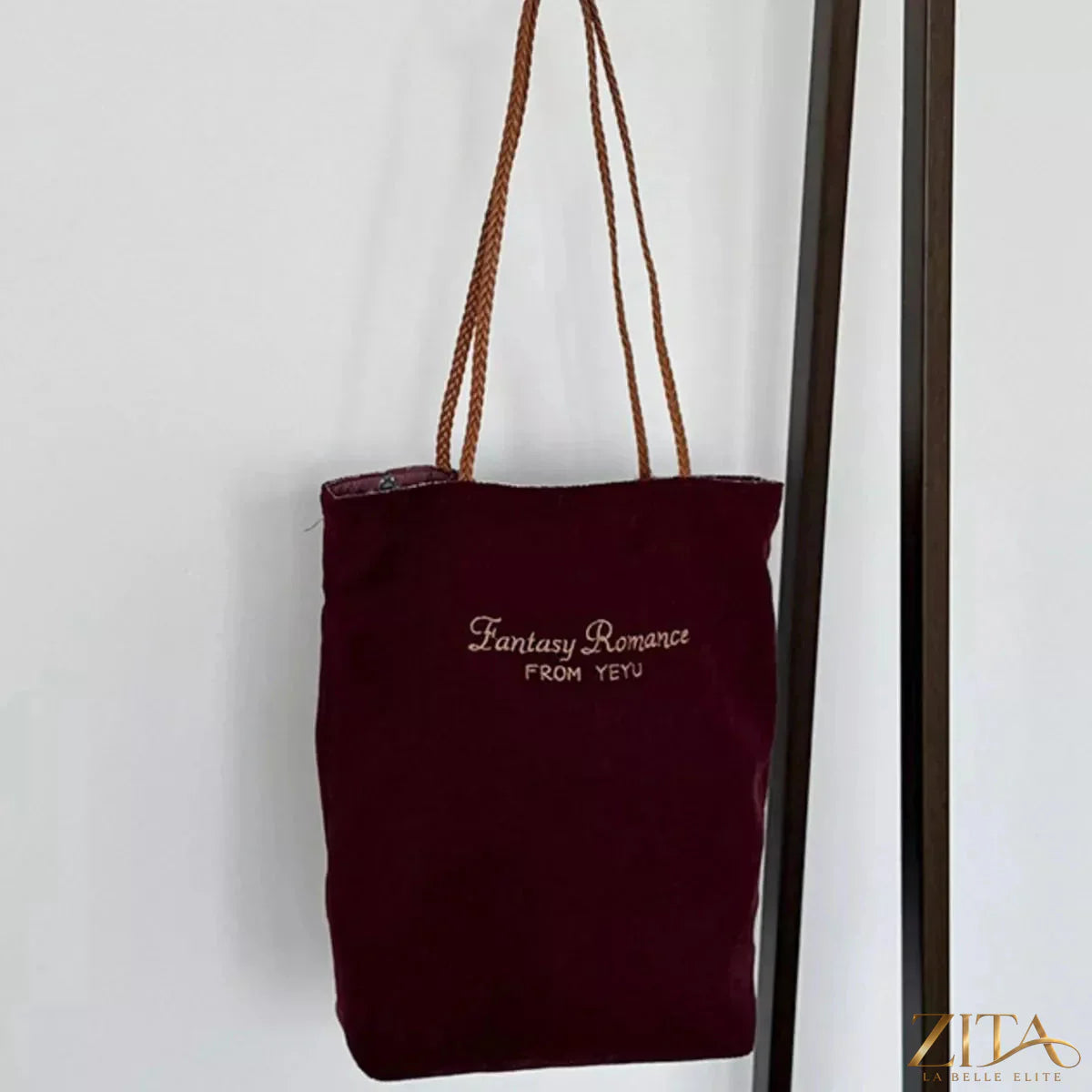 Zita La Belle Elite corduroy tote bag with wide straps and spacious interior, stylish accessory for everyday use.