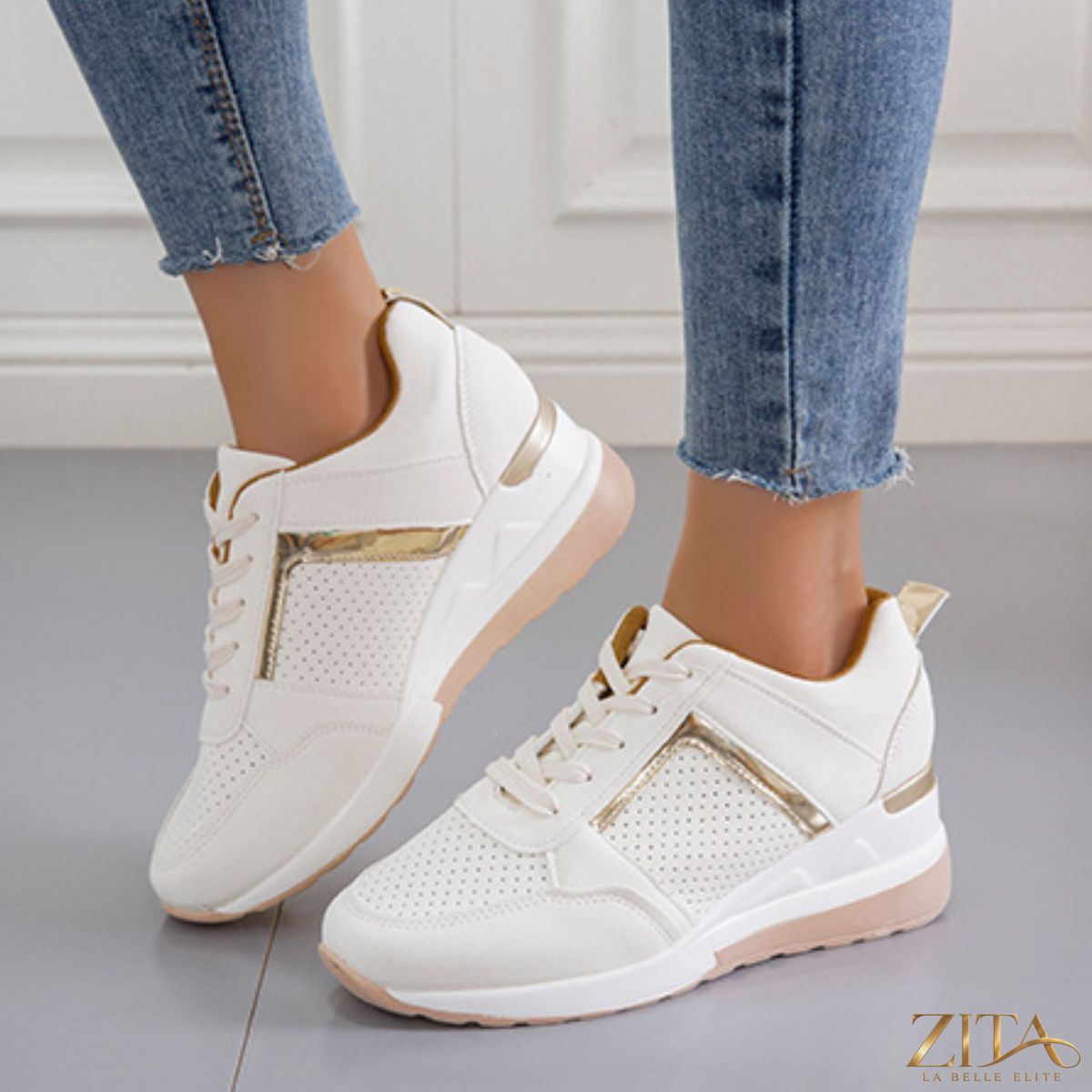 Zita La Belle Elite lace-up wedge sneakers with stylish design and comfortable sole, shown in a close-up view