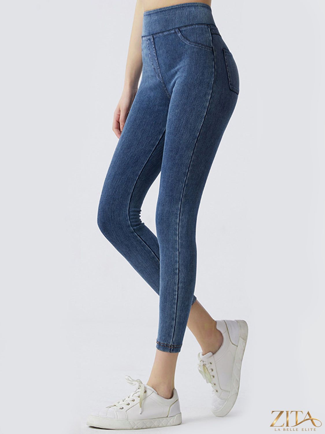 Trendsi wide waistband sports leggings shown in black, featuring a stretchy fit and comfortable design for active wear.