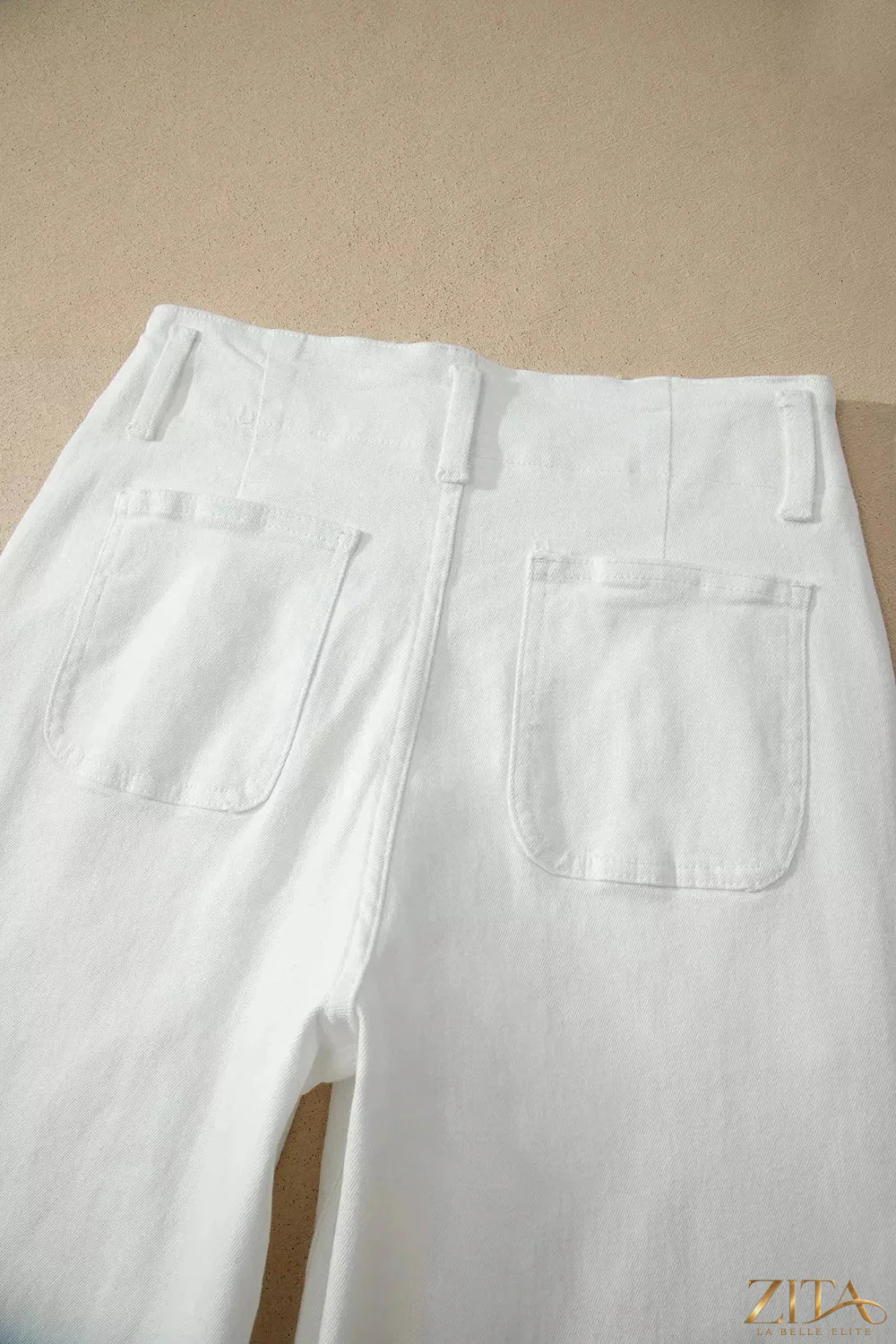 Zita La Belle Elite high waist wide leg jeans with two buttons, showcasing a stylish fit and classic denim wash.