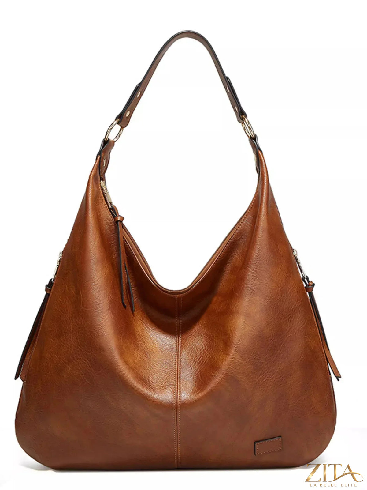 Zita La Belle Elite leather slouchy shoulder bag with soft, textured black leather and relaxed design.