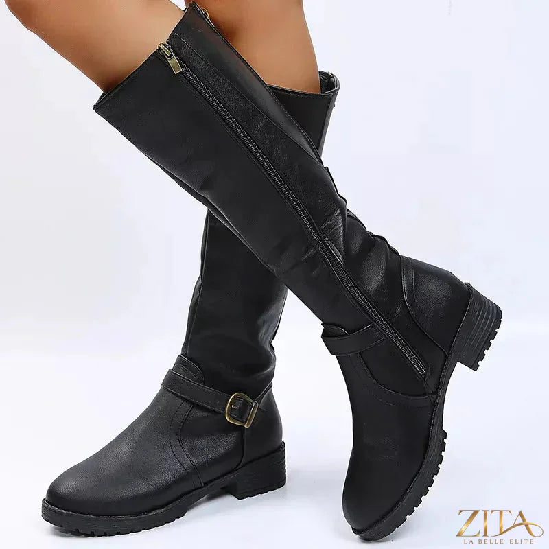 Zita La Belle Elite round toe block heel boots with stylish design and sturdy block heels, suitable for casual or formal wear.