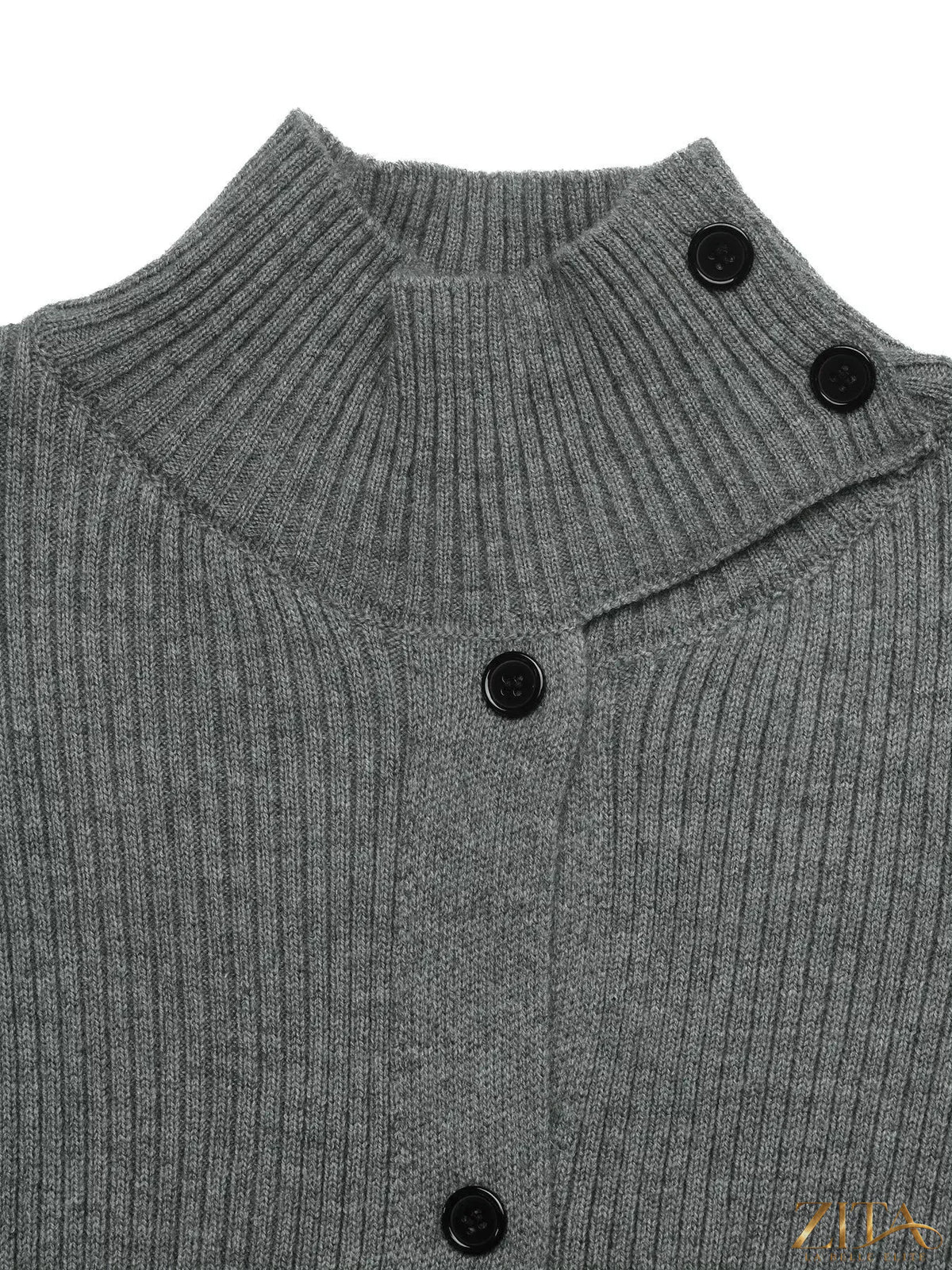 Zita La Belle Elite turtleneck button-down cardigan in a cozy knit, featuring a classic design with buttons down the front.