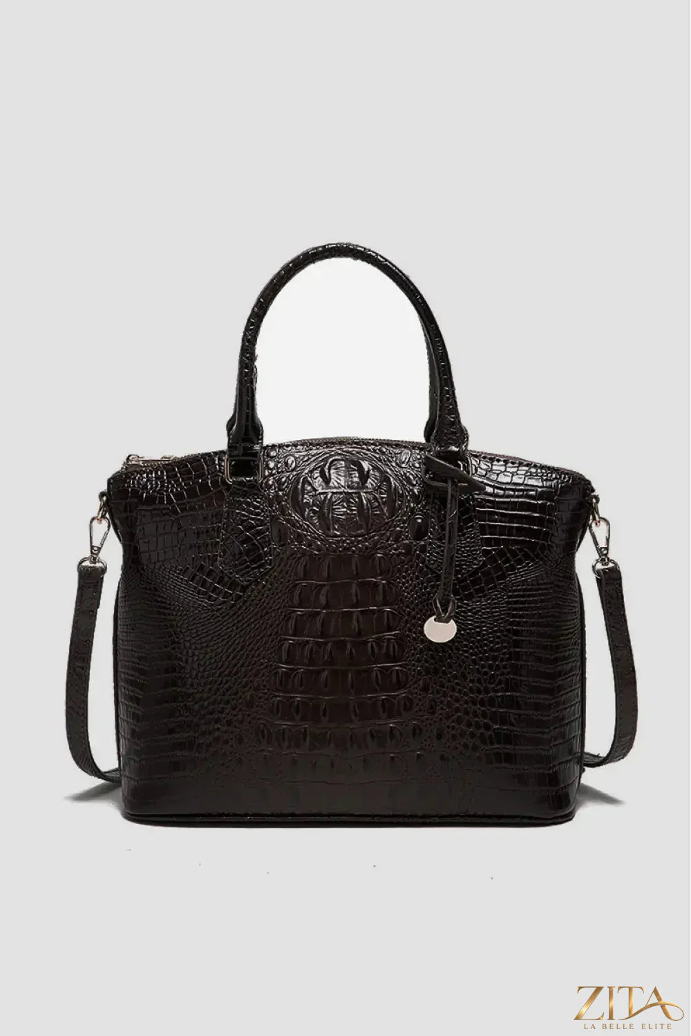 Zita La Belle Elite PU leather handbag with gold hardware, featuring a structured design and top handle for stylish carrying.