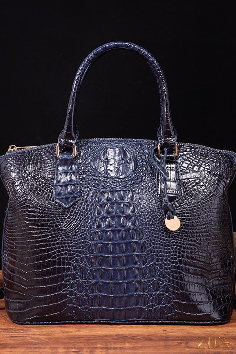 Zita La Belle Elite PU leather handbag with gold hardware and adjustable strap, stylish accessory for everyday use.