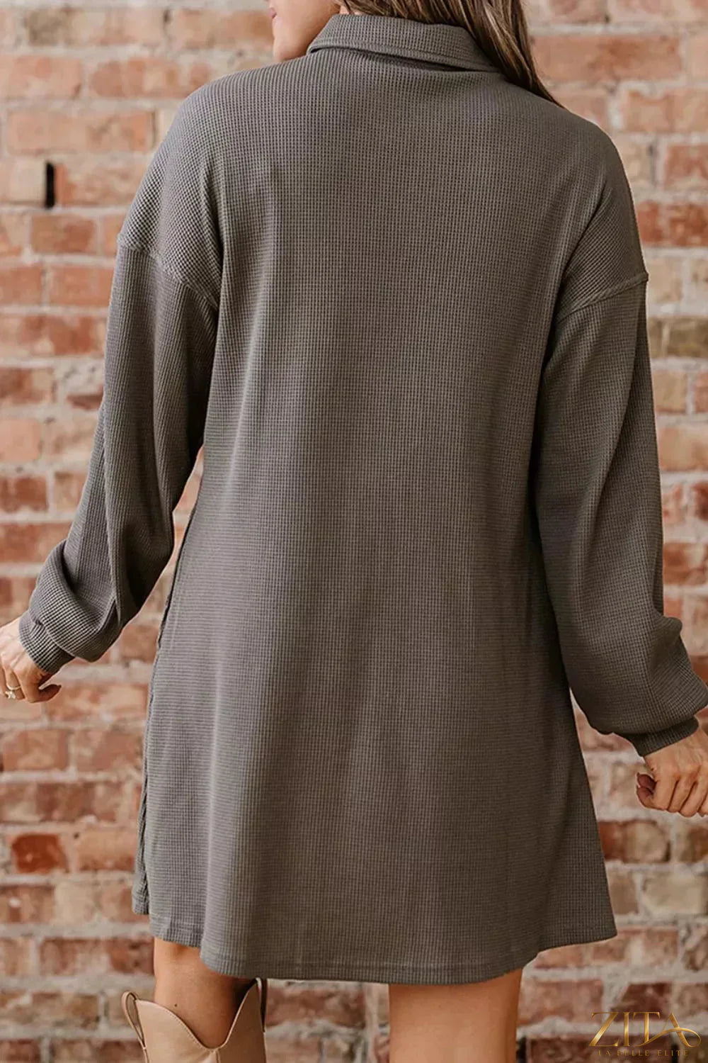 Zita La Belle Elite casual button-down dress with pockets, lightweight fabric, and a relaxed fit, perfect for everyday wear.