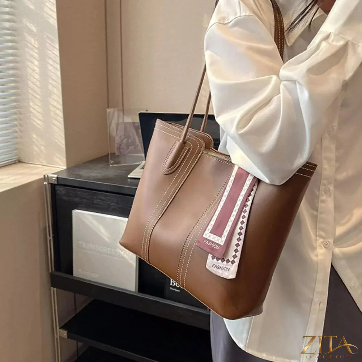 Zita La Belle Elite PU leather tote bag with sturdy handles and spacious interior, stylish accessory for everyday use