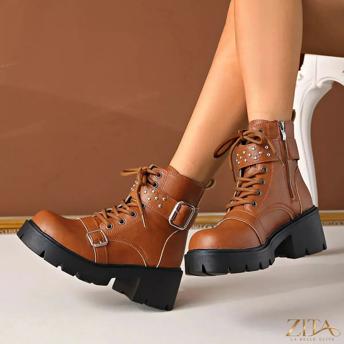 Trendsi round toe block heel boots with sleek design and sturdy heel, perfect for stylish everyday wear.