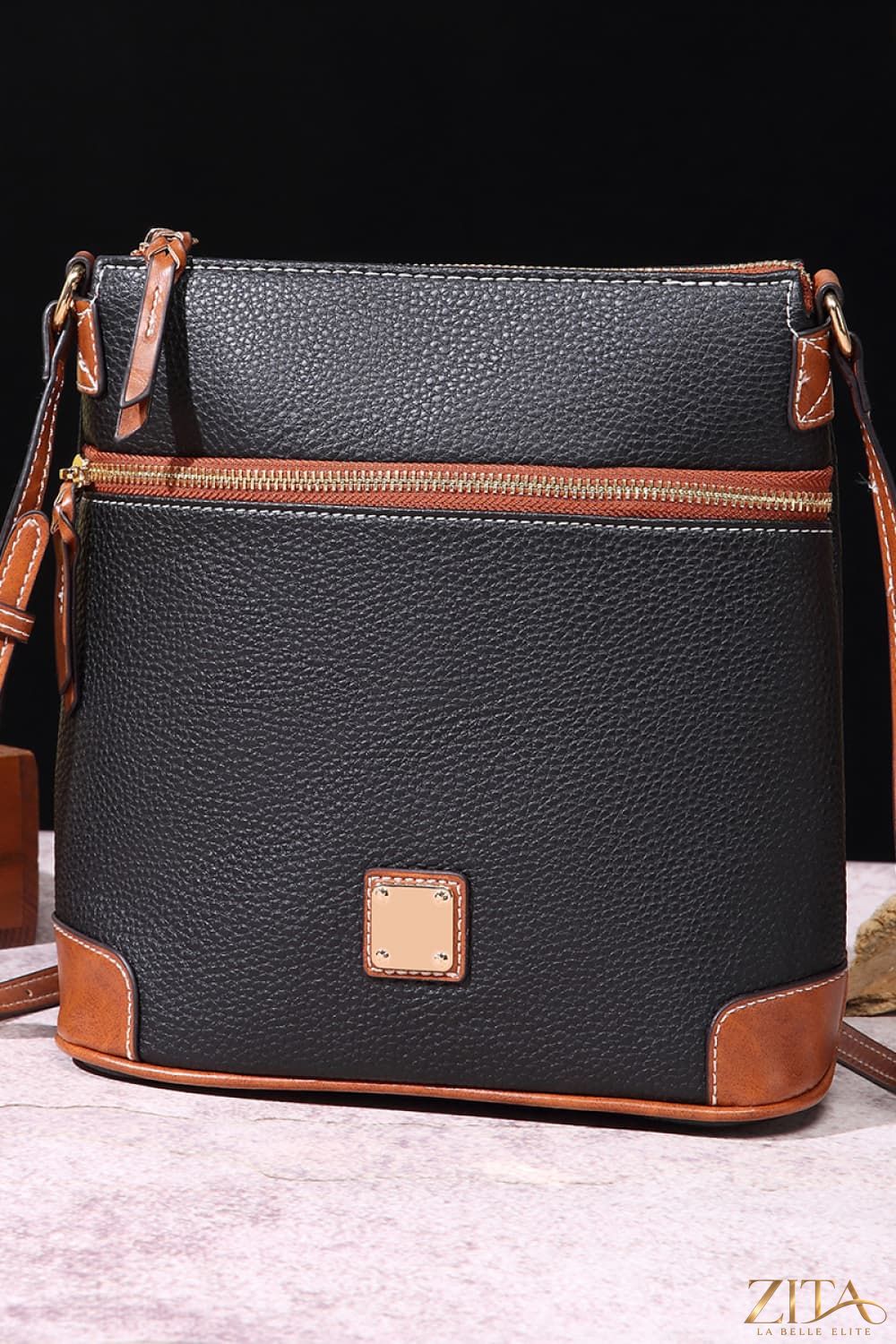 Zita La Belle Elite PU leather crossbody bag with adjustable strap, sleek design, and spacious interior for everyday use.