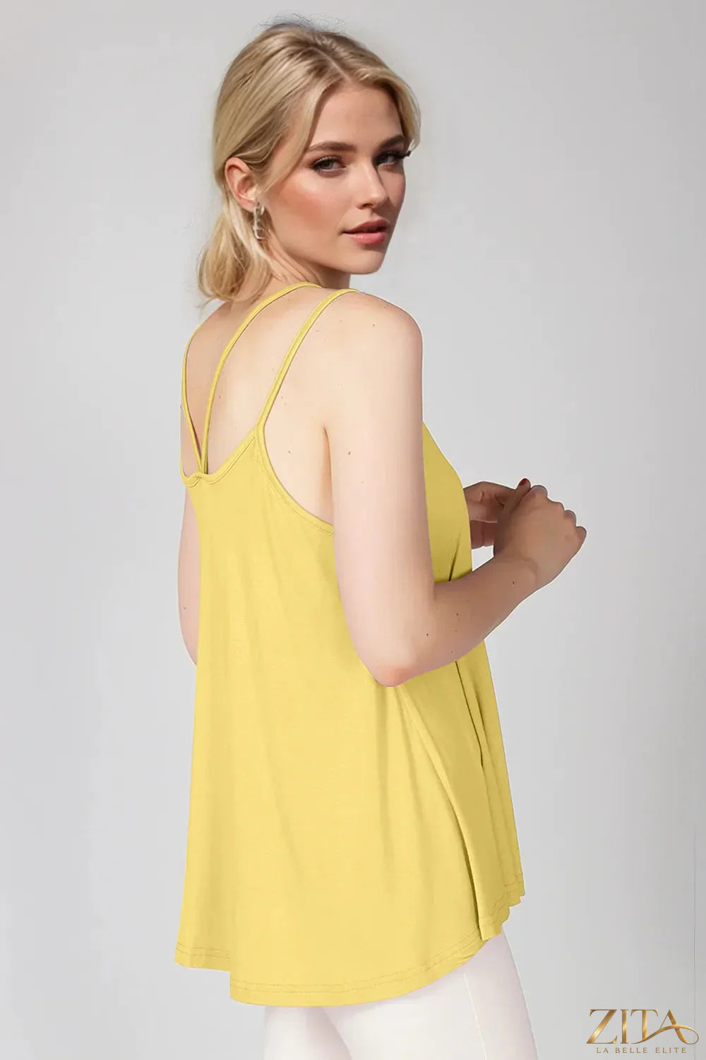 Zita La Belle Elite Basic Bae bamboo cami with scoop neck and double spaghetti straps, soft and stylish women's tank top