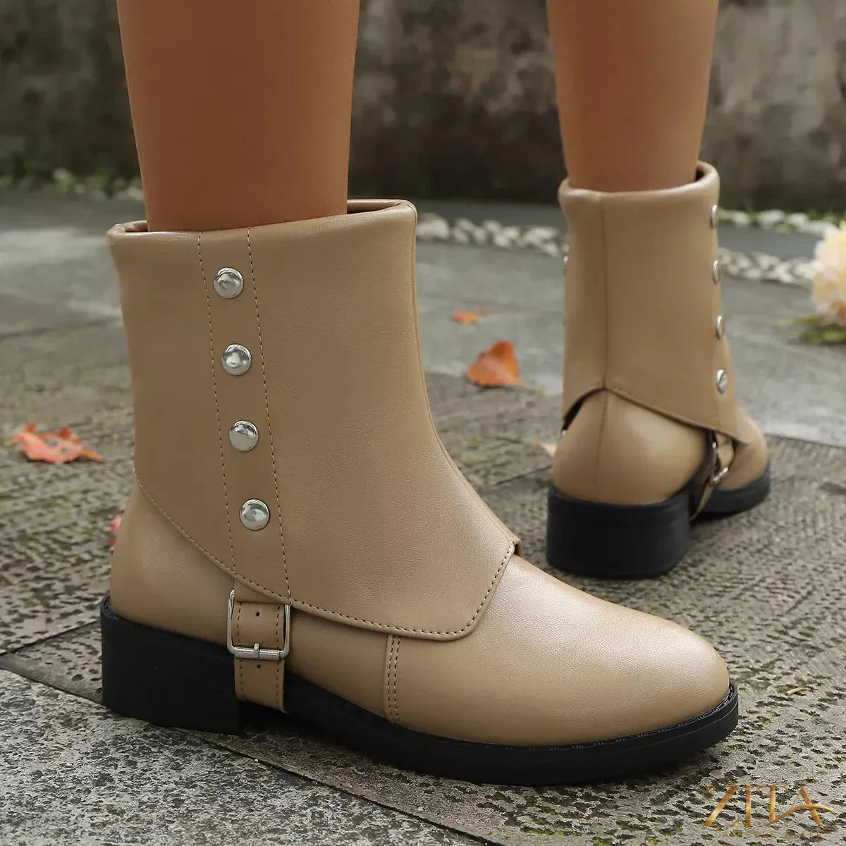 Zita La Belle Elite round toe block heels boots with a sleek design, featuring sturdy block heels and smooth finishing.
