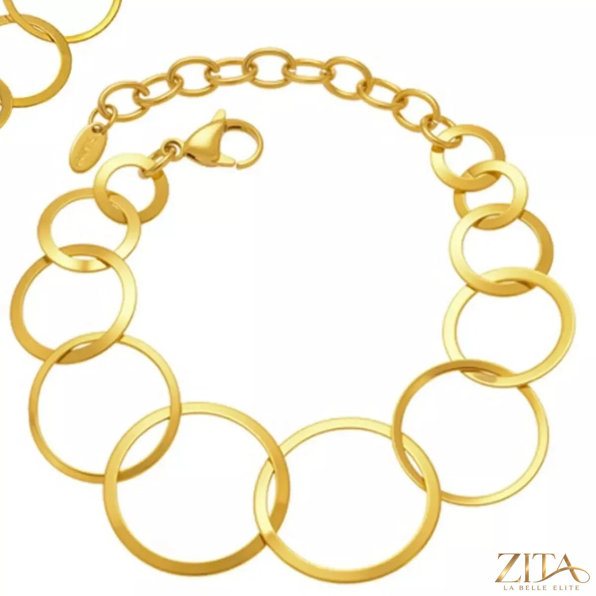 18K gold-plated titanium steel round bracelet by Zita La Belle Elite, featuring a sleek, polished design with a smooth circular shape.