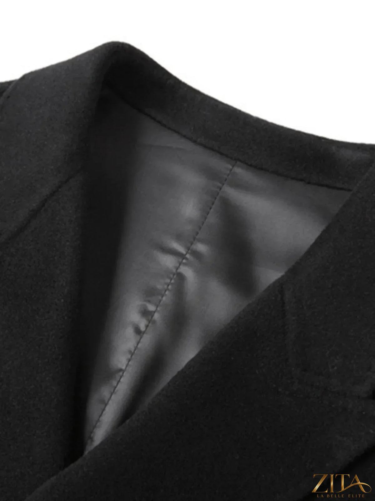 Men's plus size double-breasted longline coat by Zita La Belle Elite, shown in navy with tailored fit and stylish lapels.