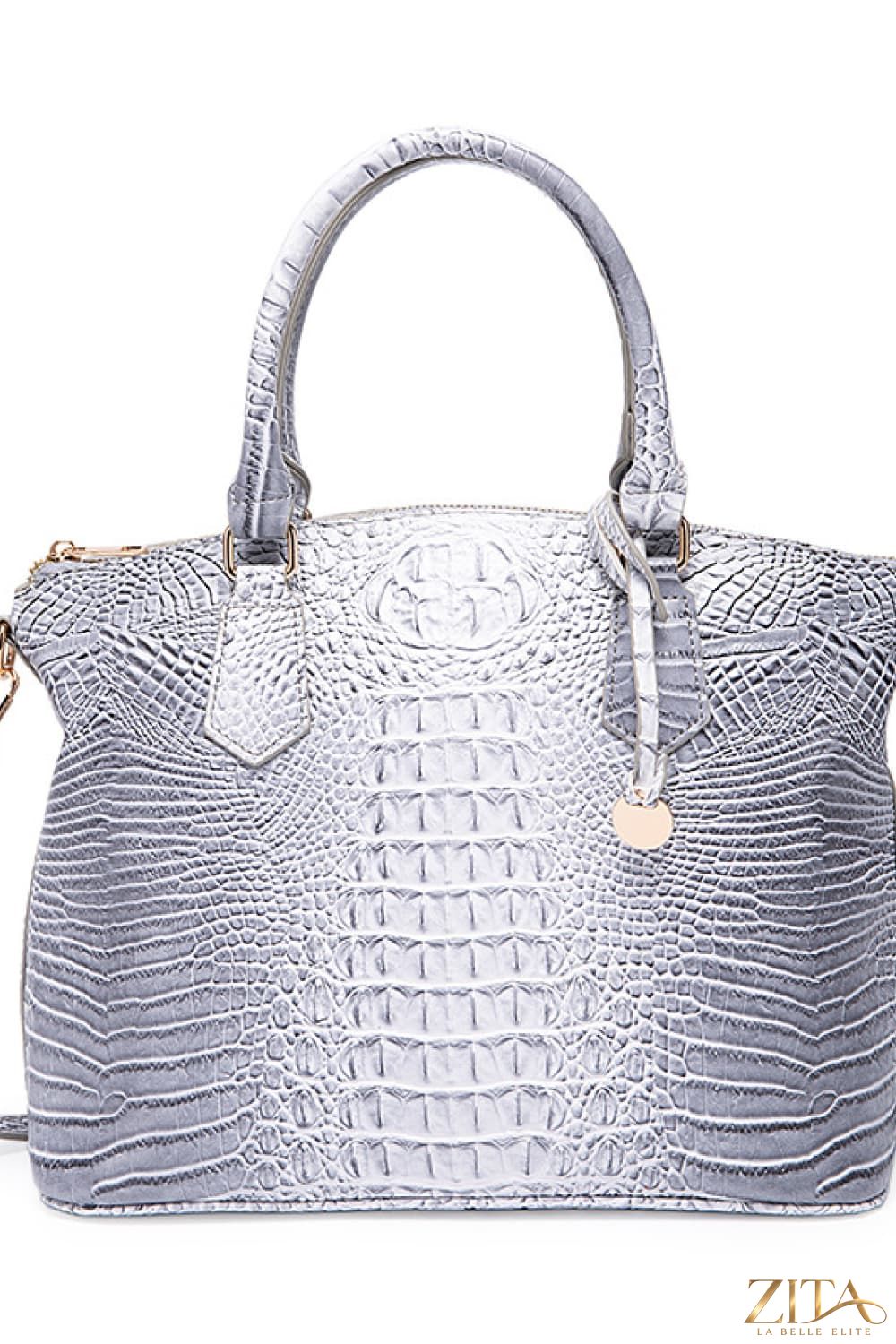 Zita La Belle Elite PU leather handbag with top handles and gold accents, stylish accessory on a white background.