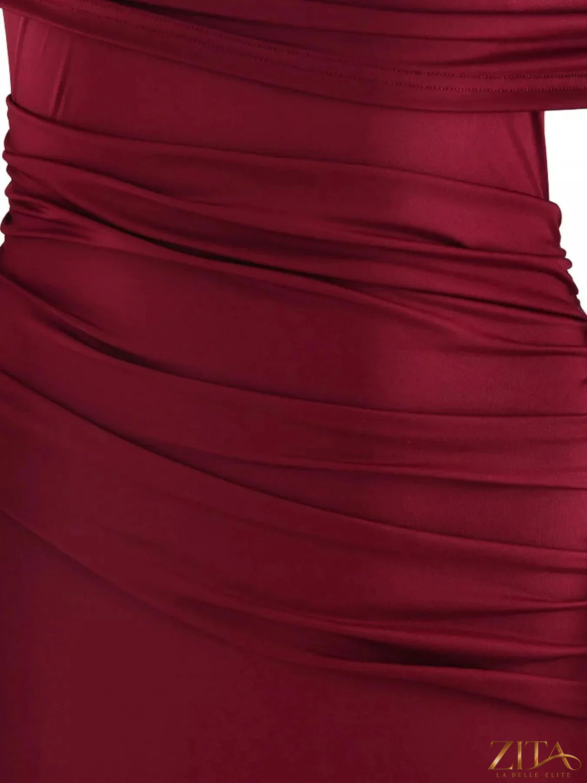 Zita La Belle Elite one-shoulder ruched maxi dress in elegant fabric, flowing design with side ruching for a stylish look.