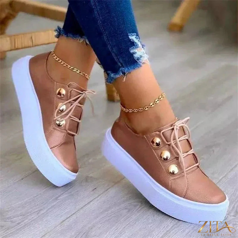 Zita La Belle Elite round toe platform sneakers with chunky soles and stylish design, perfect for casual and trendy looks.
