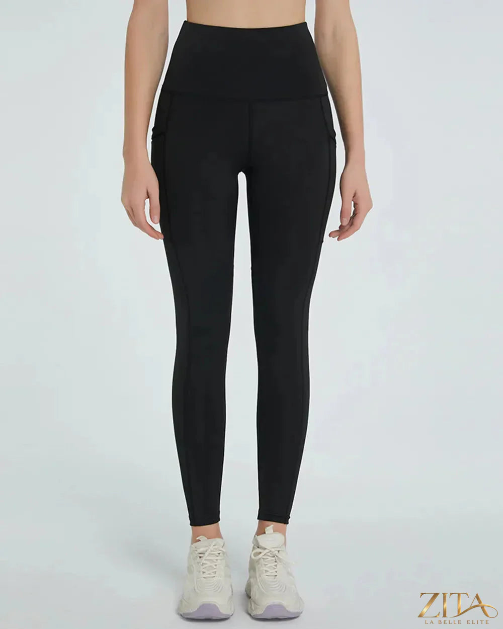 High waist Trendsi active leggings in black, featuring a snug fit and stretchy fabric for workout comfort and style.