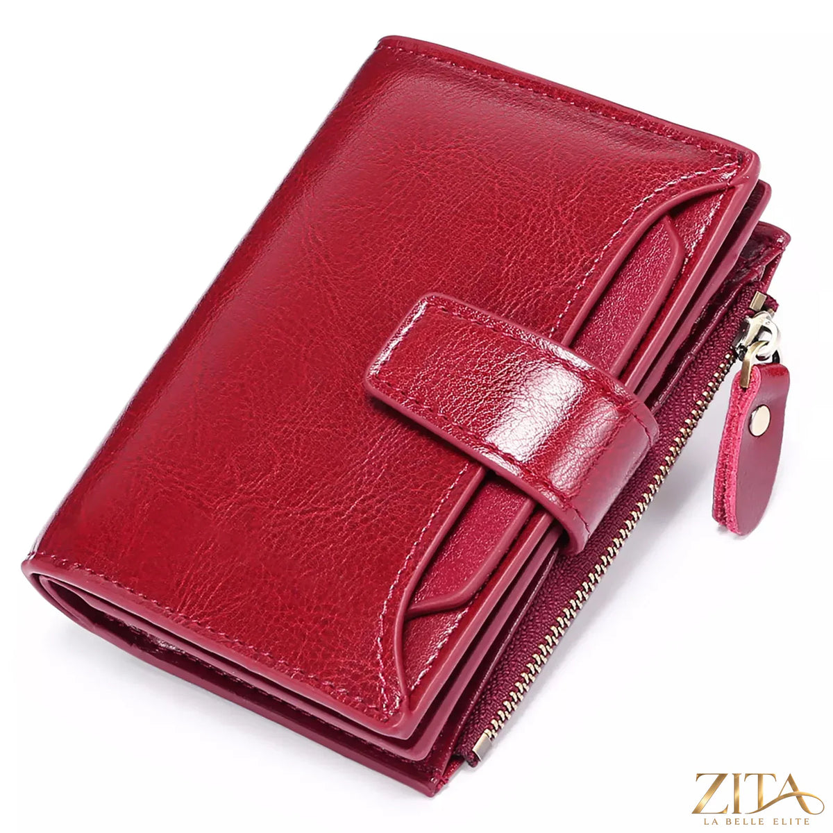 Leather bifold wallet by Trendsi featuring multiple card slots and a sleek design, made from high-quality brown leather.