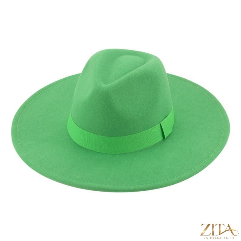 Women's wide brim fedora hat with belt from Zita La Belle Elite, stylish retro design, UV protection, perfect for elegant occasions