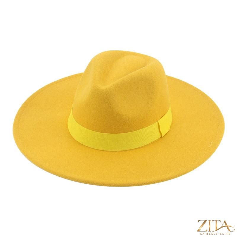 Elegant women's wide brim fedora hat with belt from Zita La Belle Elite, featuring a stylish retro design and UV protection.