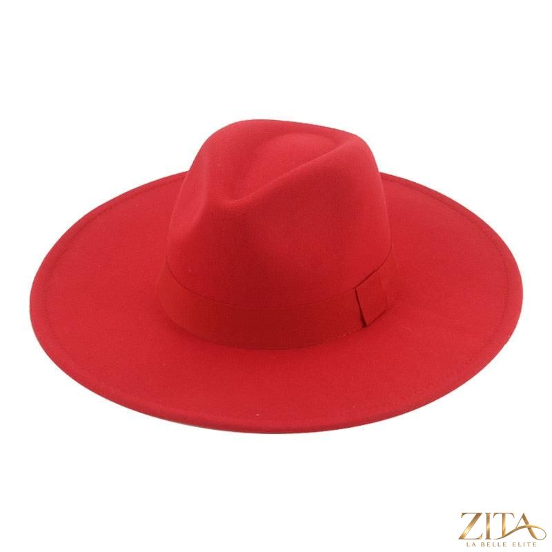 Elegant women's wide brim fedora hat by Zita La Belle Elite featuring a belt, perfect for fashion and special occasions.