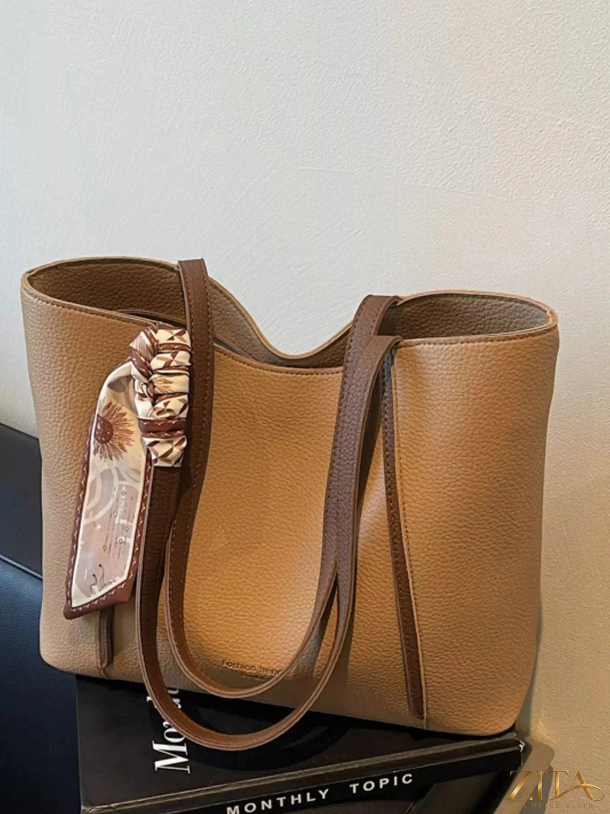 Zita La Belle Elite PU leather tote bag with dual handles and spacious interior, stylish and durable for daily use.