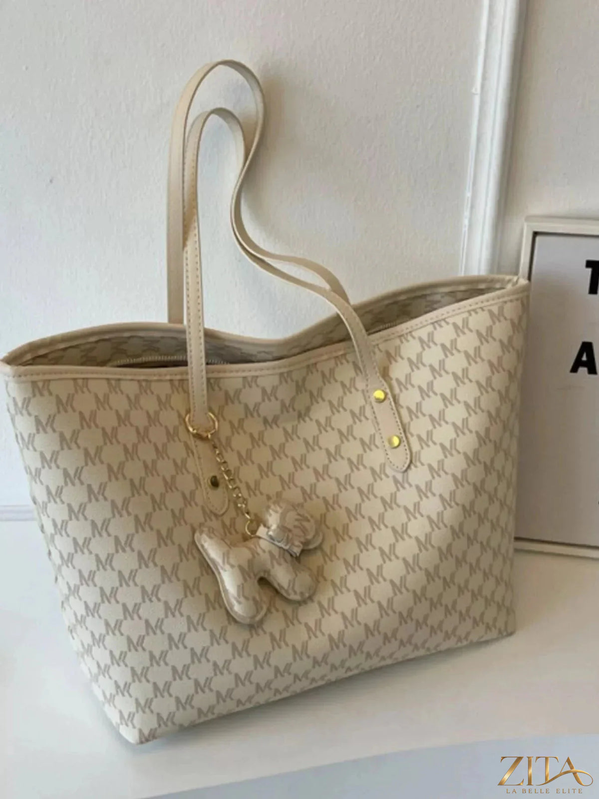 Zita La Belle Elite patterned large capacity tote shoulder bag with floral design and spacious interior, suitable for everyday use.