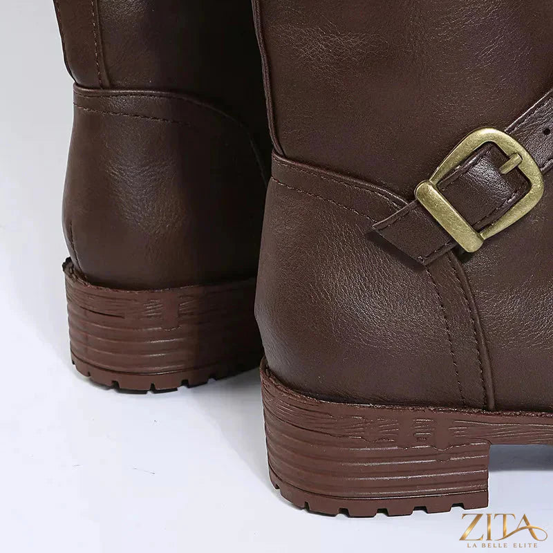 Zita La Belle Elite round toe block heel boots featuring sleek design and sturdy heels, perfect for stylish everyday wear.