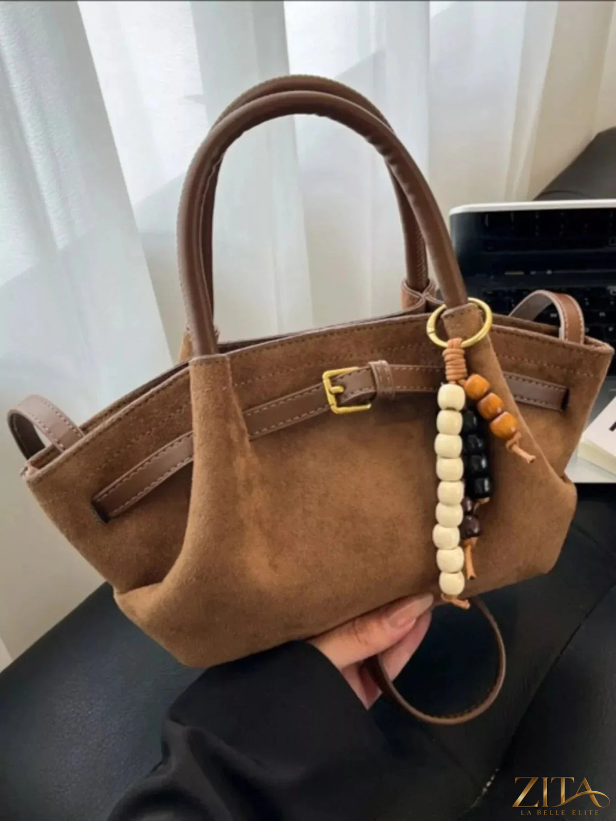 Zita La Belle Elite Buckle Decor Tote Bag with stylish buckle accents and spacious interior, made from durable material.