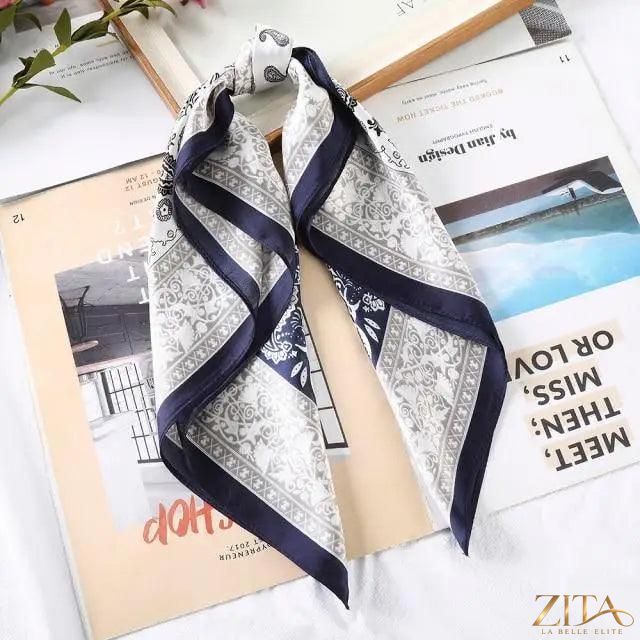 Square satin silk scarf by Zita La Belle Elite, 24x24 inches, versatile for headbands, hair accessories, or stylish wraps.