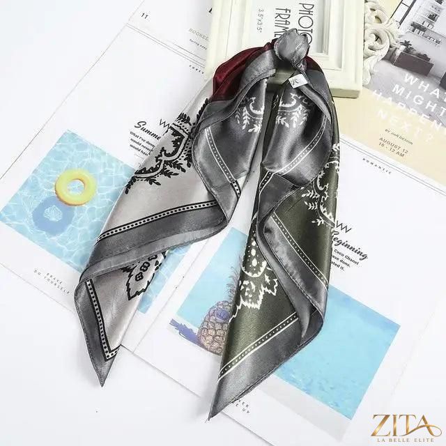Zita La Belle Elite square satin silk scarf, 24x24 inches, versatile for headbands, hair accessories, or stylish wrap.