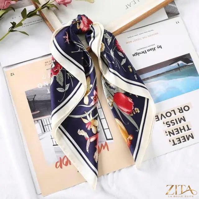 Square satin silk scarf by Zita La Belle Elite, 24x24 inches, versatile for headbands, hair accessories, or stylish wraps.