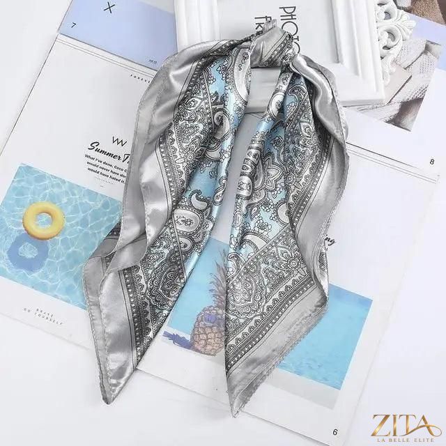Zita La Belle Elite square satin silk scarf, 24x24 inches, versatile for headbands, hair accessories, and stylish wraps.