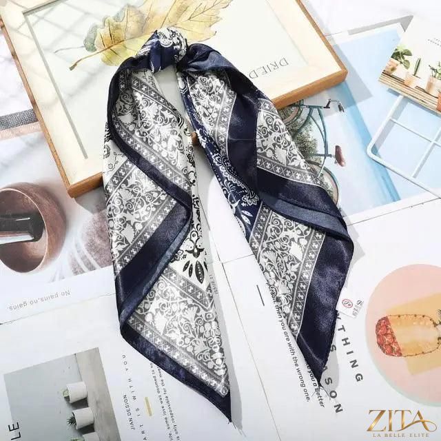 Zita La Belle Elite satin silk square scarf, 24x24 inches, versatile for headbands, hair accessories, and stylish wraps.