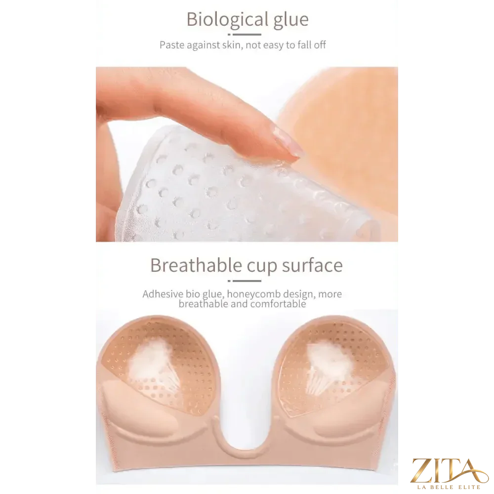 Zita La Belle Elite invisible strapless push-up adhesive bra, perfect for dresses and special occasions, with seamless design.