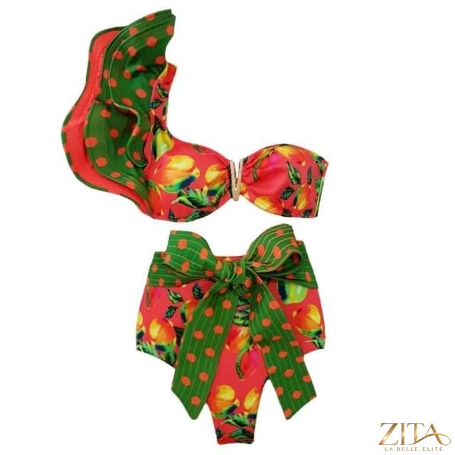 Zita La Belle Elite ruffle push-up bandage bikini set in vibrant colors, featuring ruffled details and supportive fit.