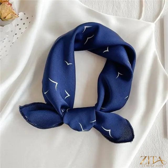 Zita La Belle Elite printed square silk neck scarf for women, featuring a fashionable, colorful floral design.