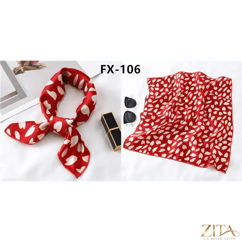 Printed square silk neck scarf for women, stylish and versatile, from Zita La Belle Elite, featuring a fashionable floral design.