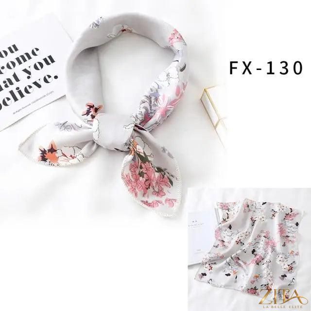 Printed square silk neck scarf by Zita La Belle Elite, featuring a fashionable design perfect for women's stylish accessories.