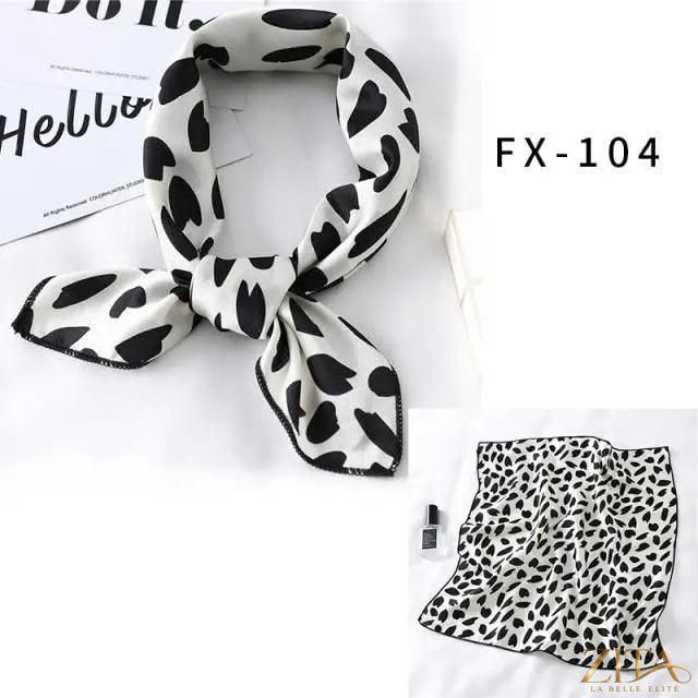 Printed square silk neck scarf by Zita La Belle Elite, featuring a versatile, fashionable design for women.