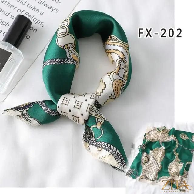 Printed square silk neck scarf for women by Zita La Belle Elite, featuring a stylish and versatile design.