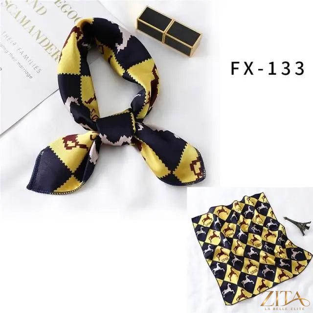 Zita La Belle Elite printed square silk neck scarf for women, featuring a fashionable, versatile design with vibrant prints.