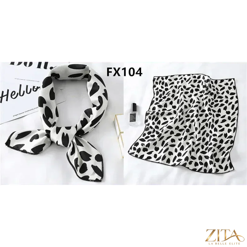 Printed square silk neck scarf for women by Zita La Belle Elite, featuring a stylish, versatile design perfect for fashionable outfits.