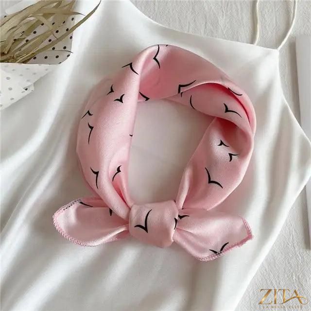 Printed square silk neck scarf for women by Zita La Belle Elite, featuring a stylish, versatile design for fashionable outfits.