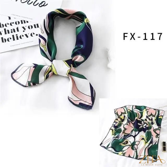Printed square silk neck scarf by Zita La Belle Elite featuring vibrant floral patterns for women’s fashion.