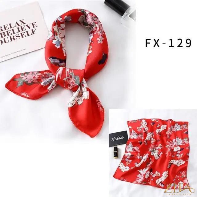 Printed square silk neck scarf for women by Zita La Belle Elite, featuring a stylish and versatile design.