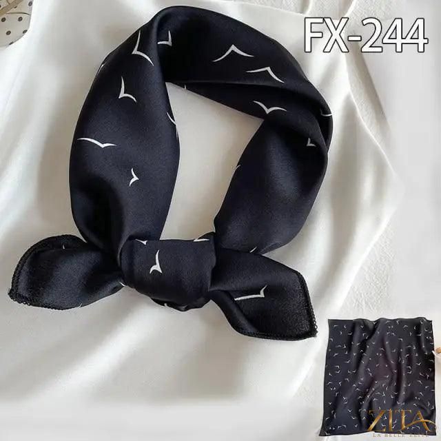 Printed square silk neck scarf by Zita La Belle Elite, featuring a stylish and versatile design for women's fashion accessories.